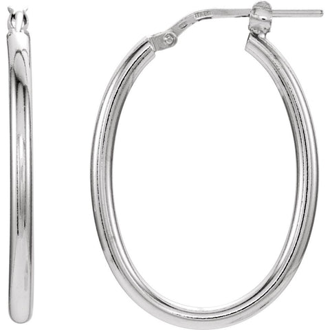 Sterling Silver 22x28mm Oval Tube Hoop Earrings