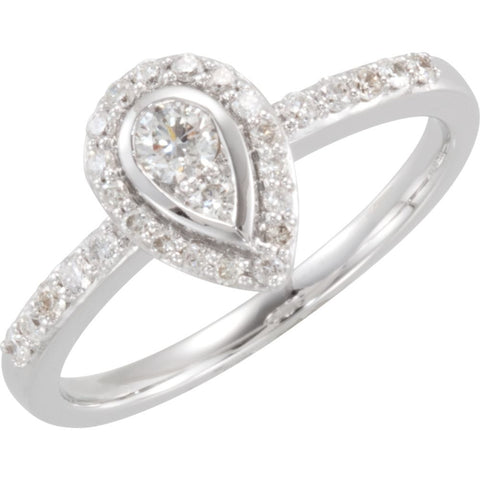 14k White Gold 3/8 CTW Diamond Ring, Size 7