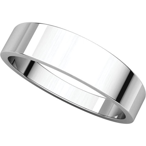 14k White Gold 5mm Flat Tapered Band, Size 6.5