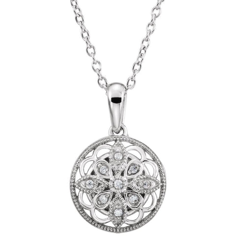 Sterling Silver .05 CTW Diamond 18" Necklace