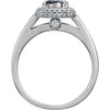 14k White Gold 1/2 CTW Blue & White Diamond Ring, Size 7