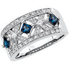 14k White Gold Sapphire & 1/4 CTW Diamond Anniversary Band, Size 7