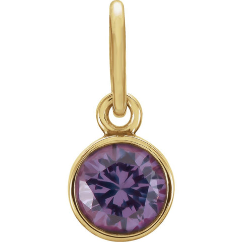 14k Yellow Gold Imitation Alexandrite Birthstone Charm