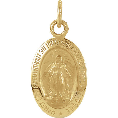 14k Yellow Gold 12x8mm Oval Miraculous Medal