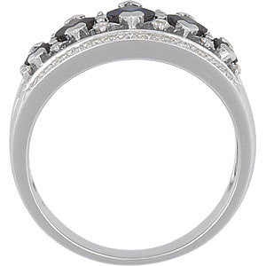 14k White Gold 1/4 CTW Blue Sapphire & Diamond Anniversary Band, Size 7