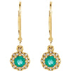 14k Yellow Gold Emerald & .08 CTW Diamond Earrings