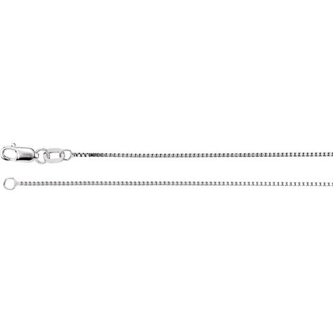 14k White Gold .75mm Box 18" Chain