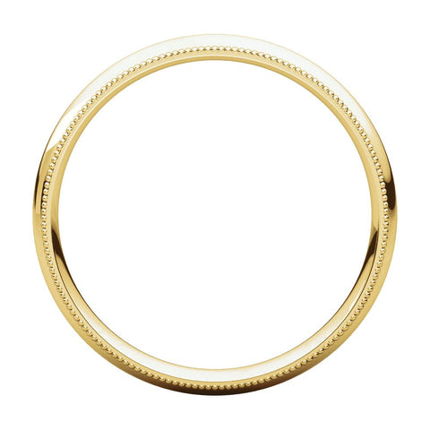 14k Yellow Gold 3mm Milgrain Comfort Fit Band, Size 4