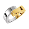 Two Tone Metal Fashion Ring in 14k White and Yellow Gold ( Size 6 )