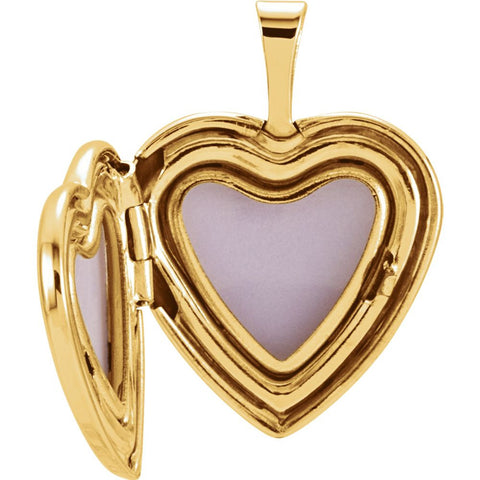 14K Yellow Gold-Plated Sterling Silver Heart Locket with Cross