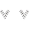 14k White Gold Double "V" Earrings