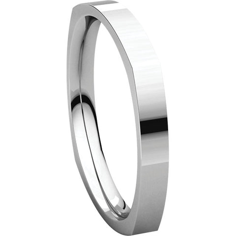 14k White Gold 2.5mm Square Comfort Fit Band, Size 9