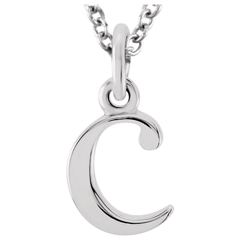 14k White Gold "c" Lowercase Initial 16" Necklace