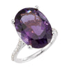 14k White Gold Amethyst & 1/4 ctw. Diamond Ring, Size 7