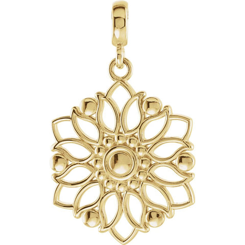 14k Yellow Gold Decorative Dangle Pendant
