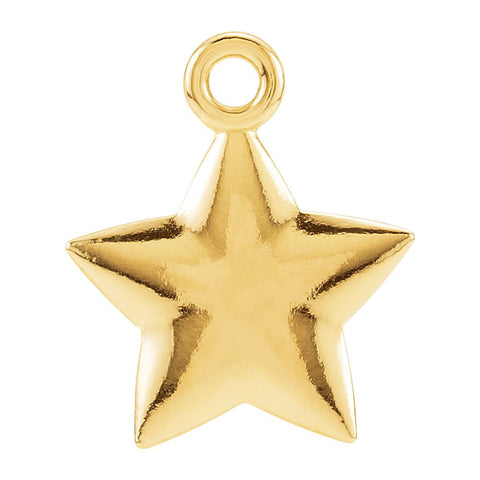 14k Yellow Gold 11.5x9.75mm Puffed Star Charm with Jump Ring