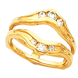 14k Yellow Gold 1/4 CTW Diamond Accented Ring Guard , Size 6