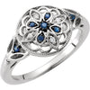 Blue Sapphire and Diamond Fashion Ring in Sterling Silver ( Size 6 )