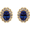 14k Yellow Gold Chatham® Created Blue Sapphire & 3/8 CTW Diamond Earrings