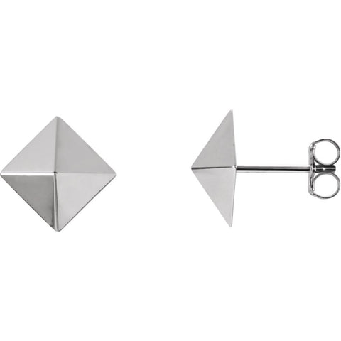 14k White Gold Pyramid Earrings