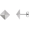 14K White Gold Pyramid Design Earrings