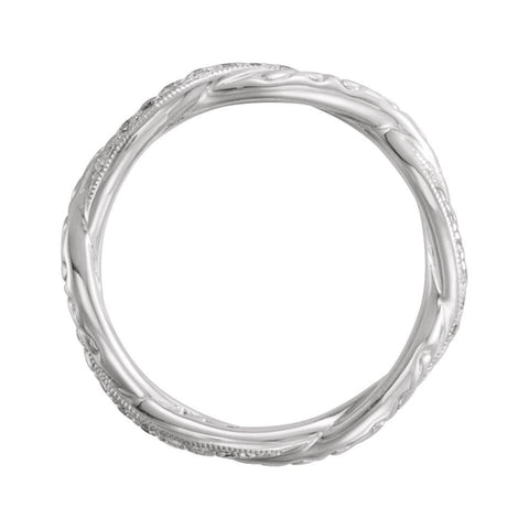 14k White Gold 1/5 CTW Diamond Engraved Eternity Band Size 4.75