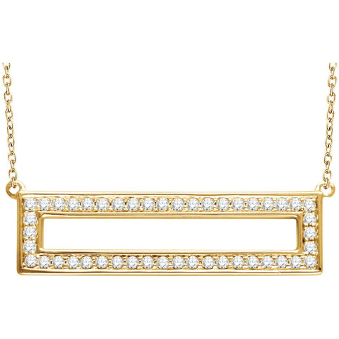 14k Yellow Gold 3/8 CTW Diamond Rectangle 16-18" Necklace
