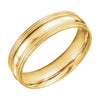 14k Yellow Gold 6mm Coin Edge Design Comfort-Fit Wedding Band for Men, Size 10