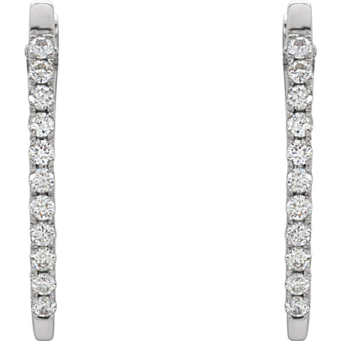 14k White Gold 1/3 CTW Diamond Hoop Earrings