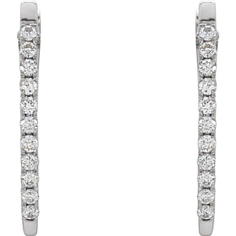 14k White Gold 1/3 CTW Diamond Hoop Earrings
