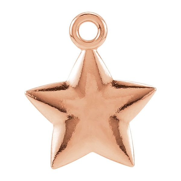 14k Rose Gold 11.5x9.75mm Puffed Star Charm with Jump Ring