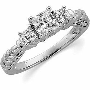 14k White Gold 1 1/8 CTW Diamond Engagement Ring, Size 7