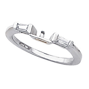 Baguette Accented Wedding Band in 14k White Gold, Size 7