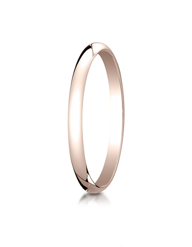 Benchmark 14K Rose Gold 2mm Slightly Domed Traditional Oval Wedding Band Ring (Sizes 4 - 15 )