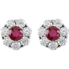 14k White Gold Ruby & 1 1/8 CTW Diamond Cluster Earrings