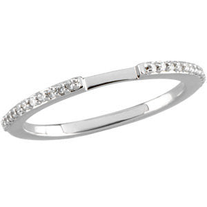 14k White Gold 1/8 CTW Diamond Band for 5X5MM Engagement, Size 7