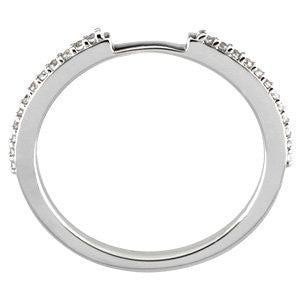 14k White Gold 1/8 CTW Diamond Band for 6X6MM Engagement, Size 7
