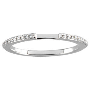 14k White Gold 1/8 CTW Diamond Band for 6X6MM Engagement, Size 7