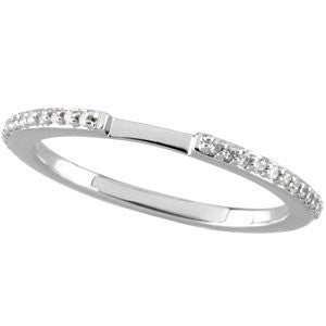 14k White Gold 1/8 CTW Diamond Band for 5X5MM Engagement, Size 7