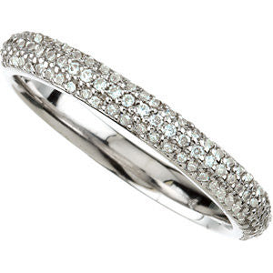Platinum Pavé Accented Engagement Ring or Band, Size 7