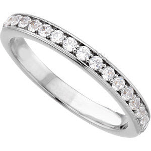 Platinum 1/3 CTW Diamond Band for 5.8 & 6.5mm Round Engagement Ring, Size 7
