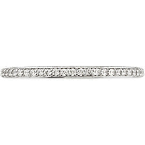 14k White Gold 1/8 CTW Diamond Band, Size 7