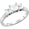 3-Stone Diamond Engagement Ring in 14K White Gold (Size 6)
