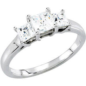 Platinum 4.5x4.5mm Round 1 CTW Diamond 3-Stone Engagement Ring, Size 7