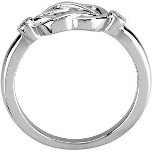 14k White Gold Diamond Knot Ring, Size 7