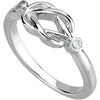 14k White Gold Diamond Knot Ring, Size 7