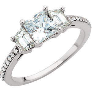 14k White Gold 1 5/8 CTW Diamond Engagement Ring, Size 7