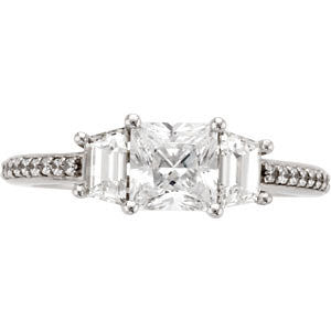 14k White Gold 1 5/8 CTW Diamond Engagement Ring, Size 7
