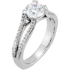 Continuum Sterling Silver Cubic Zirconia & 1/4 CTW Diamond Engagement Ring , Size 7