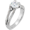 Continuum Sterling Silver Cubic Zirconia & 1/4 CTW Diamond Engagement Ring , Size 7